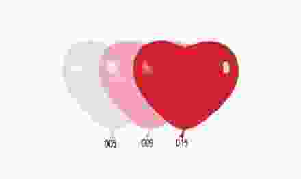 Шары Сердце 16'/40 см пастель Белый/005, Розовый/009, Красный/015